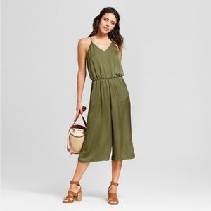 Beautiful Silky Olive Green Jumpsuit, Size S (I am a M and still fits)